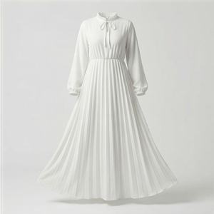 Robe Abaya musulmane pour femmes, 100% polyester, décontractée, grande taille, design floral d'été, plissée, boutonnée, couleur personnalisée, nouvelle - Product Image 1