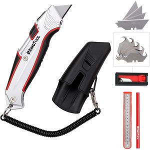 Cuchillo Retráctil Automático con Hojas SK5 y Clip para Cinturón, 10 Unidades en Total, Cuchillo de Seguridad Retráctil Automático de Aluminio - Product Image 1