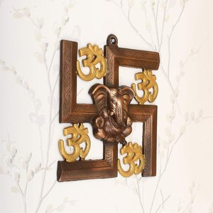 JaipurCrafts Cast Iron Ganesha Wall <b>Sculpture</b> Vertical <b>Art</b> <b>Deco</b> Design Diwali Religious Home Entrance Door Multicolour 22.86 X - Product Image 5