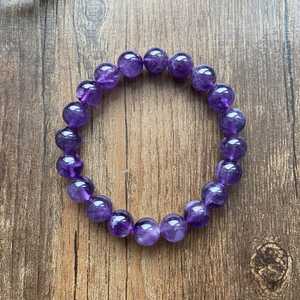 Natural Amethyst <b>Crystal</b> <b>Ball</b>-Shaped Bead Bracelet Polished Purple Charm Jewelry Gift for Women - Product Image 5