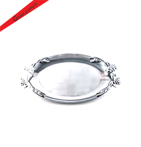 Plateau de service alimentaire ovale en métal, finition argentée haut de gamme, idéal pour les barres de service et comme centre de table – Vente chaude - Product Image 1
