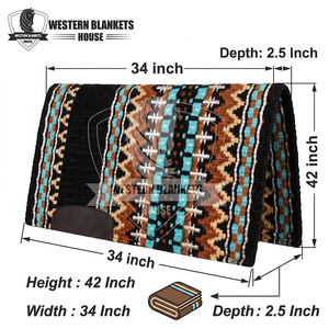 Couverture Western classique confortable pour selle de cheval, 42x34 pouces, doublure en laine polaire de Nouvelle-Zélande - Product Image 3