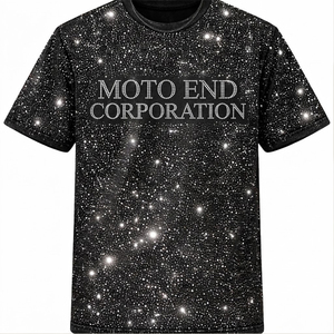 T-shirt à manches courtes pour homme Moto End Corporation, imprimé étoiles, col rond, décontracté, coupe classique, tissu tricoté - Product Image 1