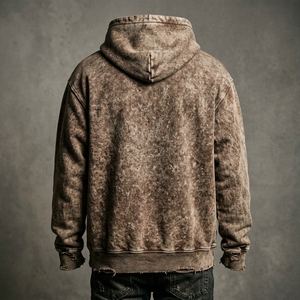 Sudaderas con Capucha de Felpa con Efecto Ácido para Hombre, Venta al por Mayor, Último Diseño Vintage, Servicio OEM, Transpirables, de Poliéster/Algodón, Casuales, con Bolsillo - Product Image 2