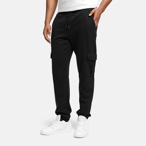 Men's <b>Black</b> Cargo Sweatpants Elastic Waist Drawstring Casual Joggers Multiple Pockets Midweight Cotton Autumn Wear - Product Image 3