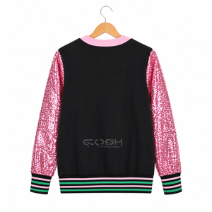 เสื้อแจ็คเก็ตคาร์ดิแกนแบบมีซิปสำหรับผู้หญิง ยี่ห้อ Cosh International Sisterhood Sorority ปักลายสีดำชมพู เนื้อผ้าระบายอากาศได้ดี น้ำหนักเบา แบบเย็บติดกัน - Product Image 3