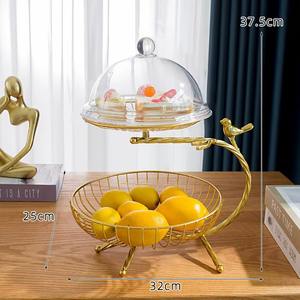 Panier à fruits esthétique en métal et verre, un panier exquis qui ajoute de l'élégance et du charme à toute salle à manger et toute cuisine. - Product Image 2