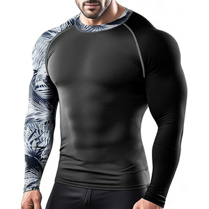 T-shirt de compression athlétique à manches longues pour homme, protection UV, séchage rapide, imprimé graphique, fournisseur en gros - Product Image 3