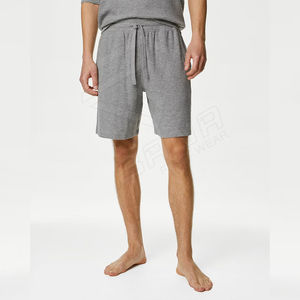 Shorts Bermuda en coton gris pour homme avec cordon de serrage à la taille et poches, style décontracté, tissu tricoté, couleur unie, design respirant - Product Image 2