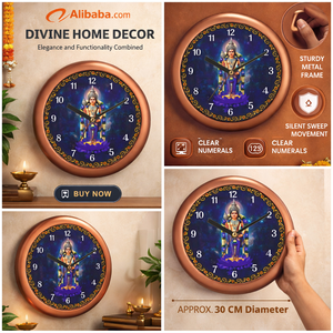 นาฬิกาแขวนผนังพลาสติกพิมพ์ลายดิจิทัลลายมูรูกัน สวามี ของตกแต่งทางศาสนาอินเดียแบบดั้งเดิมสำหรับคริสต์มาสและวันแม่ - Product Image 2