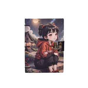 A5 Stylish Cartoon Girl Journal 200 Pages | Strong Cardboard Cover Notebook with Metal Clasp <b>Lock</b> <b>Diary</b> for School Office Use - Product Image 3