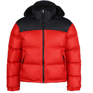 Veste matelassée coupe-vent pour homme avec logo personnalisé, style streetwear d'hiver, à capuche, avec décoration à motifs, veste matelassée pour homme - Product Image 3