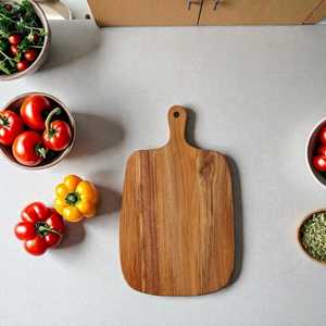Planche à découper en bois massif de style écologique pour la maison, plateau de service pour fruits et légumes, plateau à charcuterie, assiette à pizza, plat de dîner en bois - Product Image 6