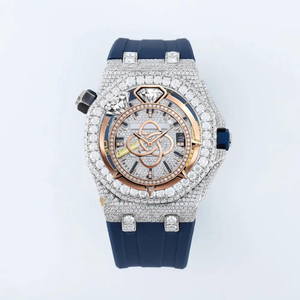 Reloj Deportivo de Lujo con Moissanita para Hombre, Cristal de Zafiro Azul, Acero Inoxidable, Caja con Diamantes Incrustados, Estilo Hip Hop Personalizado - Product Image 1