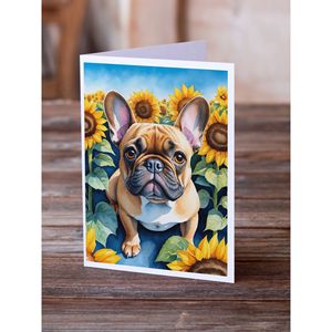 Bulldog francés caprichoso en girasoles A7 tamaño 5x7 tarjetas de notas en blanco Paquete de 8 con sobres para saludos - Product Image 2