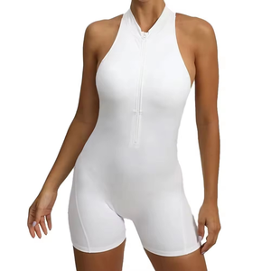 Mono Blanco sin Mangas con Cuello Halter para Mujer, Cintura Alta, Secado Rápido, Spandex, Nailon, Ropa de Yoga, Estilo Minimalista para Primavera/Verano - Product Image 3