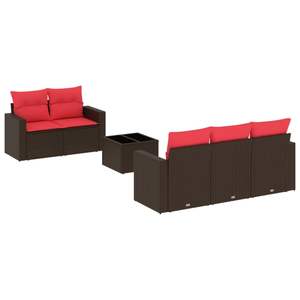 Divano da 6 pezzi in Poly Rattan marrone con cuscini mobili da esterno resistenti - Product Image 2