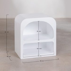 Modern White Wooden Nightstand Irregular Side <b>Table</b> Bedroom <b>End</b> <b>Table</b> <b>Storage</b> Shelf - Product Image 3