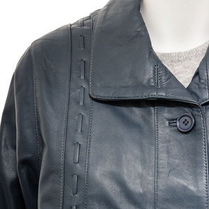 Women's Genuine <b>Leather</b> <b>Jacket</b> With Turn-down Collar Full Sleeve Elegant Autumn Winter Style Single Breasted Button Closure - Product Image 3