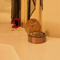 Boîte brûle-encens ronde en bois 2-en-1, porte-encens et étui de rangement pour Oud arabe avec coupelle métallique amovible pour la décoration intérieure
