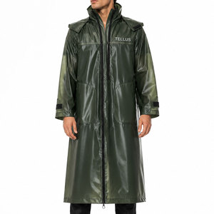 Imperméable long pour femme en PVC transparent, coupe-vent, imperméable, pour l'extérieur, avec poches, personnalisable - Product Image 1