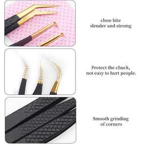 แหนบต่อขนตาความแม่นยำสูง 7 ชิ้น - สีชมพูไล่ระดับขาว แหนบแบบบลูมมิ่ง ขายส่งสำหรับร้านต่อขนตา อุปกรณ์เสริมความงาม - Product Image 3