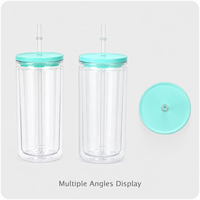 En stock : Gobelet en plastique à double paroi de 16 oz avec paille, en PC transparent, faible MOQ, livraison rapide