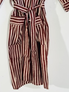 Bata Kimono de Algodón a Rayas Color Granate |   Bata informal de manga larga para estar en casa |   Albornoz para Mujer - Product Image 2