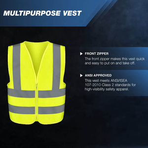 Gilet de sécurité réfléchissant en tissu polyester maillé, léger, respirant, haute visibilité, conforme aux normes américaines pour l'industrie - Product Image 3