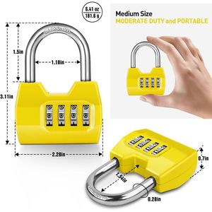 Cadenas à combinaison à 4 chiffres Disecu, étanche, pour extérieur, école, vestiaire, clôture, portail, abri, unité de stockage, lot de 1 (jaune) - Product Image 2