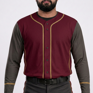 Uniforme de Béisbol para Hombre, Conjunto de Pantalones y Camiseta Sólida de Manga Corta con Cierre de Botones, Transpirable, Antibacteriano, Nombre del Equipo Personalizado, 100% Poliéster - Product Image 4