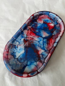 Multi Color Available Resin Marble Bathroom <b>Vanity</b> <b>Tray</b> Perfume Jewelry Dresser Oval Serving <b>Trays</b> for Home Decor Polished - Product Image 5