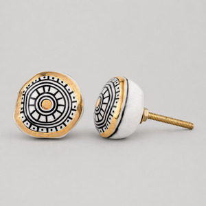 SHUBHAM White Black Gold <b>Ceramic</b> Cabinet <b>Knob</b> Round Furniture Handle Decorative <b>Drawer</b> Wardrobe Door Pendant - Product Image 3