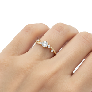 Anillo Minimalista de Oro Sólido de 14K con Diamante de Laboratorio de Corte Redondo, Anillo Delicado con Racimo, Anillo de Promesa, Anillo de Aniversario, Anillo de Novia, Venta al por Mayor - Product Image 5