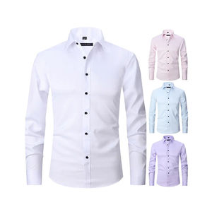 Chemises décontractées à manches longues pour hommes, chemises habillées à boutons avec logos personnalisés, haute qualité, vente en gros - Product Image 4