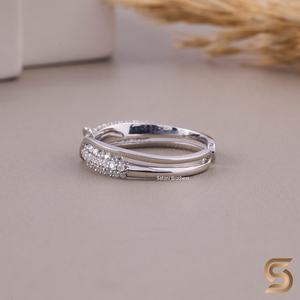 แหวนมอยซาไนต์ทองคำแท้ 14K แบบเปิดด้านข้าง ดีไซน์มินิมอลแบบไขว้ซ้อนกันได้ เครื่องประดับสำหรับผู้หญิง - Product Image 5