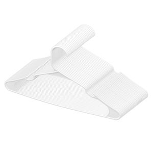 Appendiabiti in plastica bianca ultra sottili da 0,5 cm, confezione da 50, struttura superiore triangolare stabile, design con intaglio più ampio, antiscivolo per pantaloni e abbigliamento - Product Image 4