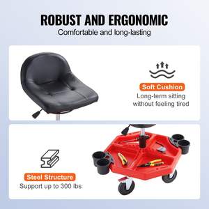 Taburete de trabajo de 300 libras con asiento giratorio Altura ajustable Mecánica rodante Gabinete de banco de trabajo - Product Image 6