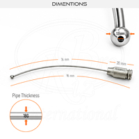 Aiguille d'alimentation droite réglable en acier inoxydable avec embout sphérique 2,5 mm 18G x 76 mm pour oiseaux et lapins