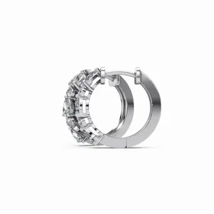Nouvelles boucles d'oreilles créoles en diamant rond et poire, design éternel, avec diamants certifiés IGI et clarté VVS, bijoux fins pour femmes - Product Image 4
