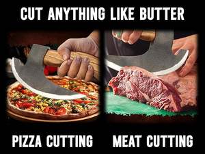 Hacha Cortadora de Pizza Estilo Vikingo Forjada a Mano, Personalizada OEM, con Mango de Madera, Acero al Carbono y Funda de Cuero - Product Image 3