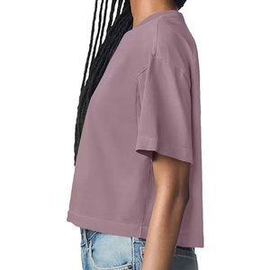 Women Custom Branding <b>White</b> Crop Top T-<b>Shirt</b> Drop Shoulder Plain Merch Display Screen print Graphic <b>Cropped</b> Tee <b>Shirt</b> - Product Image 6