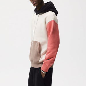 Sweat-shirt à capuche unisexe surdimensionné, design patchwork color block, décontracté, manches longues avec poche, en molleton tricoté, pour l'automne - Product Image 3