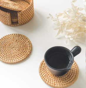 Ensemble de dessous-de-verre en rotin durables et écologiques, tissés à la main, résistants à la chaleur, en gros - Product Image 4