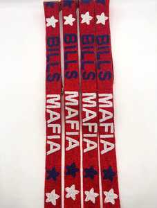 Bills Mafia Embroidered Adjustable Strap <b>Red</b> Blue White Stars Cross <b>Handbag</b> Polyester Foundation Fabric Handmade Rectangular - Product Image 3