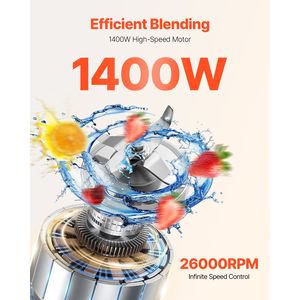 Robot da Cucina Multifunzione Professionale da 61 oz 1400W per Frullati (Spina UK/US) - Product Image 2