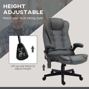 Sedia da Ufficio Ergonomica Grigio Scuro con Massaggio a 6 Punti, Schienale Alto Reclinabile con Base in Alluminio Riscaldata per Home Office - Product Image 5