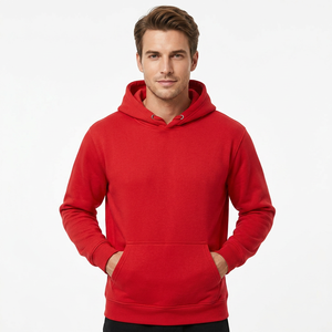 Sudadera con Capucha Roja para Hombre, 100% Algodón, Felpa, Corte Regular, Color Sólido, Informal, con Bolsillo, para Otoño - Product Image 6