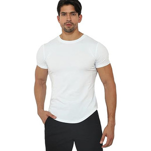 Men's <b>White</b> Cotton Short Sleeve T-Shirt Slim Fit O-Neck Casual <b>Plain</b> Jersey <b>Tee</b> Breathable Regular Length - Product Image 1