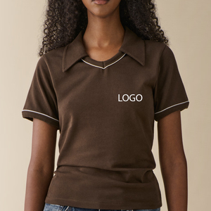 T-shirt Femme Style Designer Coupe Slim Contemporaine avec Col en V et Design Élégant pour Acheteurs en Gros - Product Image 1